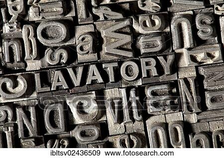 Stock Photo - Old lead letters forming the word &quot; LAVATORY&quot. Fotosearch