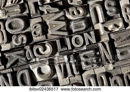 Stock Photo - Old lead letters forming the word &quot; LION&quot. Fotosearch
