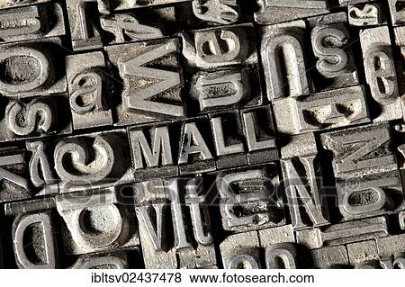 Stock Photo - Old lead letters forming the word &quot; MALL&quot. Fotosearch