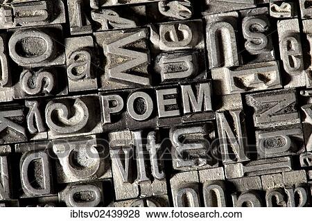 Stock Photo - Old lead letters forming the word &quot; POEM&quot. Fotosearch