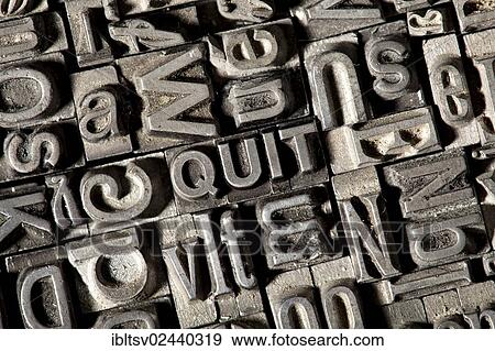 Old lead letters forming the word " QUIT" View Large Photo Image Stock Photo - Old lead letters forming the word " QUIT". Fotosearch