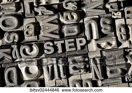 Old lead letters forming the word " STEP" View Large Photo Image Stock Photograph - Old lead letters forming the word " STEP". Fotosearch