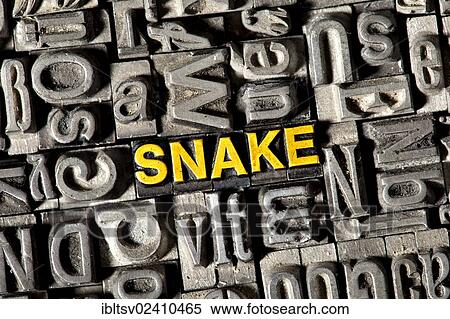 "Old lead letters forming the word """"SNAKE""""" View Large Photo Image Stock Photography - "Old lead letters forming the word """"SNAKE""""". Fotosearch