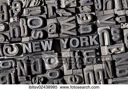 Stock Photography - Old lead letters forming the word &quot; NEW YORK&quot. Fotosearch