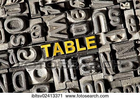 Old lead letters forming the word TABLE View Large Photo Image Stock Image - Old lead letters forming the word TABLE. Fotosearch