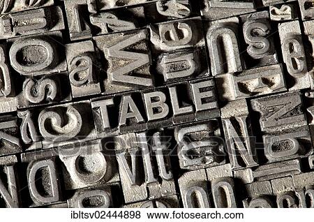 Stock Photo - Old lead letters forming the word TABLE. Fotosearch