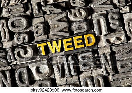 Stock Photograph - Old lead letters forming the word Tweed. Fotosearch