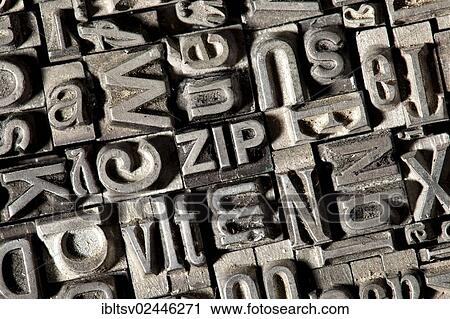 Stock Image - Old lead letters forming the word ZIP. Fotosearch