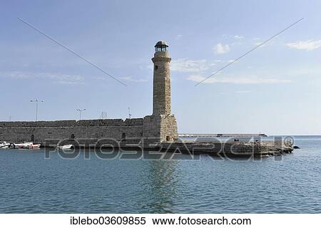 "Old lighthouse in the harbour, Rethymno, Crete, Greece, Europe" View Large Photo Image Stock Photography - "Old lighthouse in the harbour, Rethymno, Crete, Greece, Europe". Fotosearch