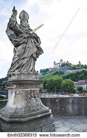 Stock Photography - "Old Main Bridge, statue, Wuerzburg, Bavaria, Germany, Europe". Fotosearch