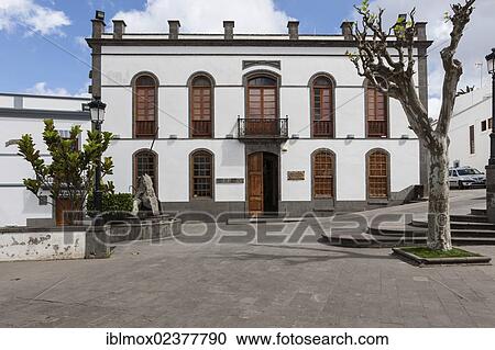 Stock Image - "Old mansion, cultural centre, Plaza de San Roque, Firgas, Gran Canaria, Canary Islands, Spain, Europe, PublicGround, Europe". Fotosearch