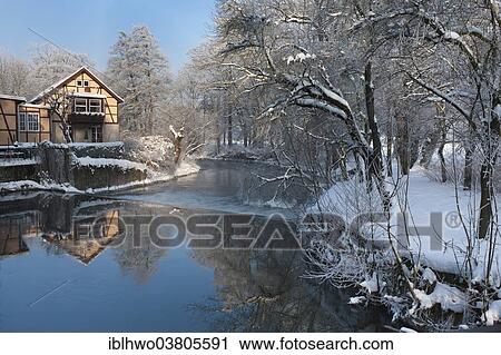 "Old mill on the Ilm River in winter, Weimar, Thuringia, Germany, Europe" View Large Photo Image Stock Image - "Old mill on the Ilm River in winter, Weimar, Thuringia, Germany, Europe". Fotosearch
