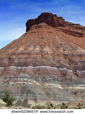 Stock Photo - "Old Paria, Pahreah Townsite, movie set, Painted Desert, Vermilion Cliffs, various rock strata of the Rimrocks, Grand Staircase-Escalante National Monument, GSENM, Utah, Southwestern USA, USA". Fotosearch