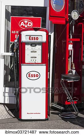 "Old petrol pump, Esso, at the Oldtimer Grand Prix 2013 on the Nuerburgring, Nurburg, Rhineland-Palatinate, Germany, Europe" View Large Photo Image Stock Photo - "Old petrol pump, Esso, at the Oldtimer Grand Prix 2013 on the Nuerburgring, Nurburg, Rhineland-Palatinate, Germany, Europe". Fotosearch