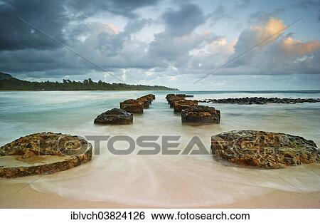 "Old pier at Anahola Bay at sunrise, Kaua'i, Hawaii, USA" View Large Photo Image Stock Photograph - "Old pier at Anahola Bay at sunrise, Kaua'i, Hawaii, USA". Fotosearch