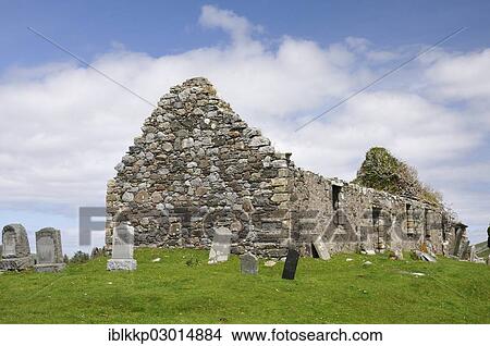 Picture - "Old ruined church with an adjoining cemetery, Schottland, Isle of Skye, Scotland, United Kingdom, Europe". Fotosearch
