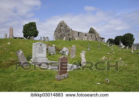 Stock Image - "Old ruined church with an adjoining cemetery, Schottland, Isle of Skye, Scotland, United Kingdom, Europe". Fotosearch