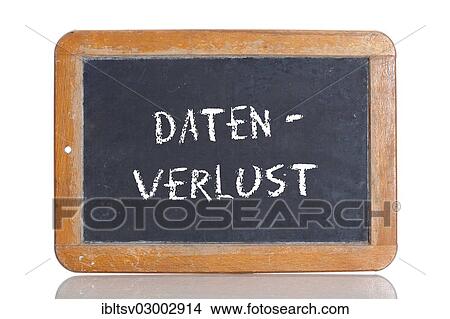 "Old school blackboard with the term DATENVERLUST, German for data loss" View Large Photo Image Picture - "Old school blackboard with the term DATENVERLUST, German for data loss". Fotosearch