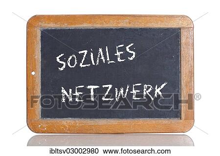 Stock Image - "Old school blackboard with the term SOZIALES NETZWERK, German for social network". Fotosearch