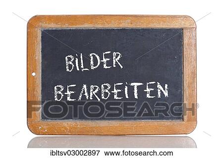 "Old school blackboard with the term BILDER BEARBEITEN, German for editing images" View Large Photo Image Stock Photo - "Old school blackboard with the term BILDER BEARBEITEN, German for editing images". Fotosearch