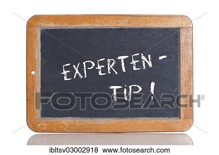 Stock Photo - "Old school blackboard with the term EXPERTENTIPP, German for expert's tip". Fotosearch