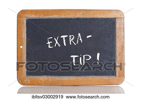 Old school blackboard with the term EXTRATIPP View Large Photo Image Stock Photo - Old school blackboard with the term EXTRATIPP. Fotosearch