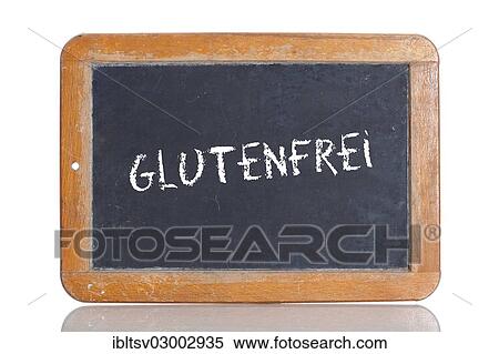 "Old school blackboard with the term GLUTENFREI, German for gluten-free" View Large Photo Image Stock Photography - "Old school blackboard with the term GLUTENFREI, German for gluten-free". Fotosearch