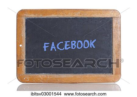 Old school blackboard with the word FACEBOOK written in blue chalk View Large Photo Image Picture - Old school blackboard with the word FACEBOOK written in blue chalk. Fotosearch