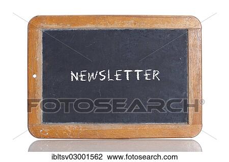 Stock Image - Old school blackboard with the word NEWSLETTER. Fotosearch
