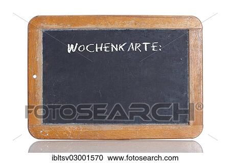 "Old school blackboard with the word WOCHENKARTE, German for Weekly menu" View Large Photo Image Stock Image - "Old school blackboard with the word WOCHENKARTE, German for Weekly menu". Fotosearch
