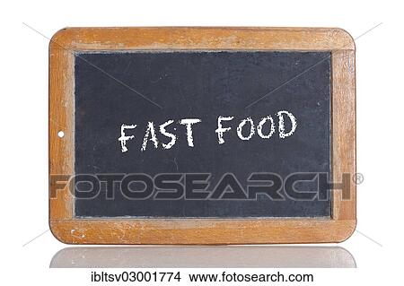 Old school blackboard with the words FAST FOOD View Large Photo Image Picture - Old school blackboard with the words FAST FOOD. Fotosearch