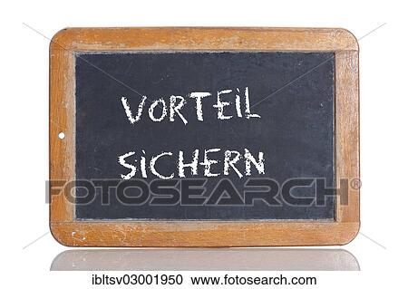 "Old school blackboard with the words VORTEIL SICHERN, German for Secure your advantage" View Large Photo Image Stock Image - "Old school blackboard with the words VORTEIL SICHERN, German for Secure your advantage". Fotosearch
