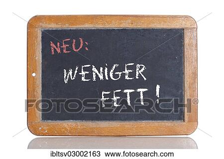 "Old school blackboard with the words NEU: WENIGER FETT!, German for New: Less fat! " View Large Photo Image Stock Image - "Old school blackboard with the words NEU: WENIGER FETT!, German for New: Less fat! ". Fotosearch