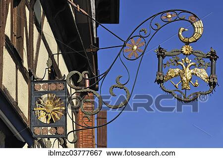 "Old signboards, guesthouse """"The Golden Eagle"""", Bad Windsheim, Middle Franconia, Bavaria, Germany, Europe" View Large Photo Image Stock Photo - "Old signboards, guesthouse """"The Golden Eagle"""", Bad Windsheim, Middle Franconia, Bavaria, Germany, Europe". Fotosearch