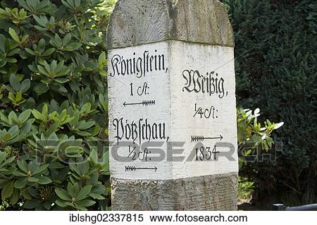 Stock Photography - "Old signpost, health resort of Rathen, Saxon Switzerland, Saxony, Germany, Europe". Fotosearch