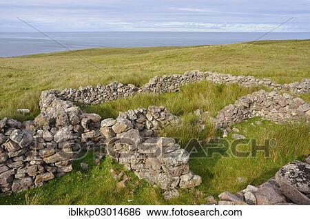 "Old stone walls, remaining walls of a ruined house on a cliff, Northern Highlands, Highlands, Sutherland County, Highland, Scotland, United Kingdom, Europe" View Large Photo Image Stock Photograph - "Old stone walls, remaining walls of a ruined house on a cliff, Northern Highlands, Highlands, Sutherland County, Highland, Scotland, United Kingdom, Europe". Fotosearch