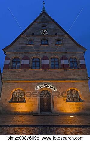 Stock Photography - "Old Town Hall at dusk, Lauf an der Pegnitz, Middle Franconia, Franconia, Bavaria, Germany, Europe". Fotosearch