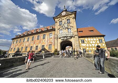 Stock Image - "Old Town Hall, Obere Brucke or upper bridge, UNESCO World Heritage Site, Bamberg, Bavaria, Germany, Europe". Fotosearch