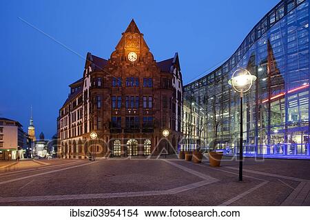 "Old town house with the Berswordt-Halle at dusk, Dortmund, Ruhr district, North Rhine-Westphalia, Germany, Europe" View Large Photo Image Picture - "Old town house with the Berswordt-Halle at dusk, Dortmund, Ruhr district, North Rhine-Westphalia, Germany, Europe". Fotosearch