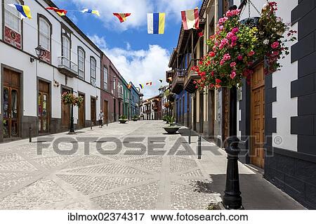 "Old town of Teror with old mansions, listed buildings, Calle de la Escuela, Teror, Gran Canaria, Canary Islands, Spain, Europe, PublicGround, Europe" View Large Photo Image Stock Photo - "Old town of Teror with old mansions, listed buildings, Calle de la Escuela, Teror, Gran Canaria, Canary Islands, Spain, Europe, PublicGround, Europe". Fotosearch