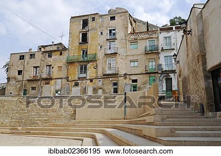 Stock Photography - "Old town of Tortosa, Tarragona province, Catalonia, Spain, Europe, PublicGround, Europe". Fotosearch