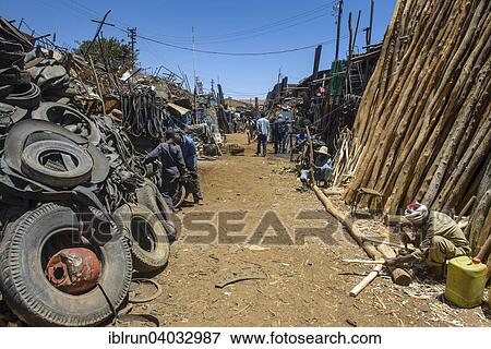Stock Photo - "Old tyres for sale, Medebar market, Asmara, Eritrea, Africa". Fotosearch