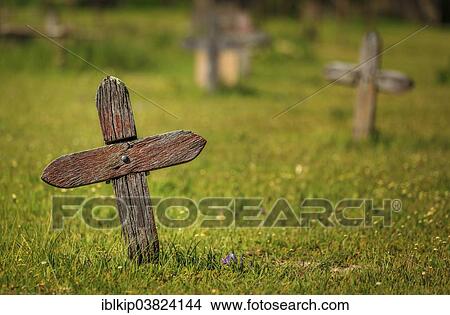 Picture - "Old unmarked wooden cross, Busselton Pioneer Cemetery, Busselton, Western Australia". Fotosearch