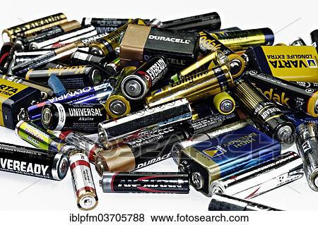 Stock Photo - "Old used alkaline batteries, Germany, Europe". Fotosearch