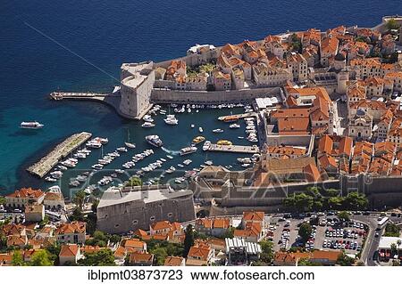 "Old walled city of Dubrovnik overlooking the Adriatic Sea, from Mount Srd, Dubrovnik, Dalmatia, Croatia, Europe" View Large Photo Image Stock Image - "Old walled city of Dubrovnik overlooking the Adriatic Sea, from Mount Srd, Dubrovnik, Dalmatia, Croatia, Europe". Fotosearch