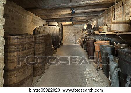 "Old wine cellar with barrels of a winery, 19th century, Franconian Open Air Museum of Bad Windsheim, Bad Windsheim, Middle Franconia, Bavaria, Germany, Europe" View Large Photo Image Stock Image - "Old wine cellar with barrels of a winery, 19th century, Franconian Open Air Museum of Bad Windsheim, Bad Windsheim, Middle Franconia, Bavaria, Germany, Europe". Fotosearch