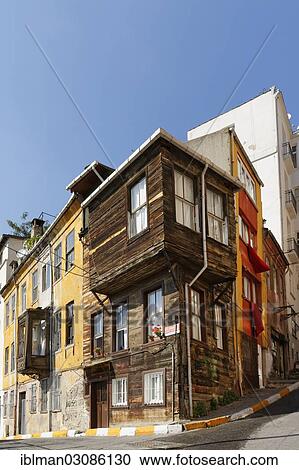 "Old wooden house in Yeni Carsi Caddesi, Beyoglu, Istanbul, European side, Istanbul Province, Turkey, European side, Europe" View Large Photo Image Stock Image - "Old wooden house in Yeni Carsi Caddesi, Beyoglu, Istanbul, European side, Istanbul Province, Turkey, European side, Europe". Fotosearch