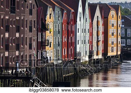 "Old wooden warehouses on the Nidelva River, Trondheim, Sor-Trondelag, Trondelag, Norway, Europe" View Large Photo Image Stock Photo - "Old wooden warehouses on the Nidelva River, Trondheim, Sor-Trondelag, Trondelag, Norway, Europe". Fotosearch