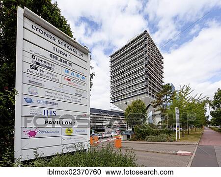 Stock Image - "Olivetti Building by architect Egon Eiermann, Lyoner Strasse street, Niederrad business district, Frankfurt am Main, Hesse, Germany, Europe, PublicGround, Europe". Fotosearch