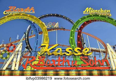 "Olympia Looping, five looping roller coaster, Oktoberfest, Munich, Upper Bavaria, Bavaria, Germany, Europe" View Large Photo Image Stock Photo - "Olympia Looping, five looping roller coaster, Oktoberfest, Munich, Upper Bavaria, Bavaria, Germany, Europe". Fotosearch